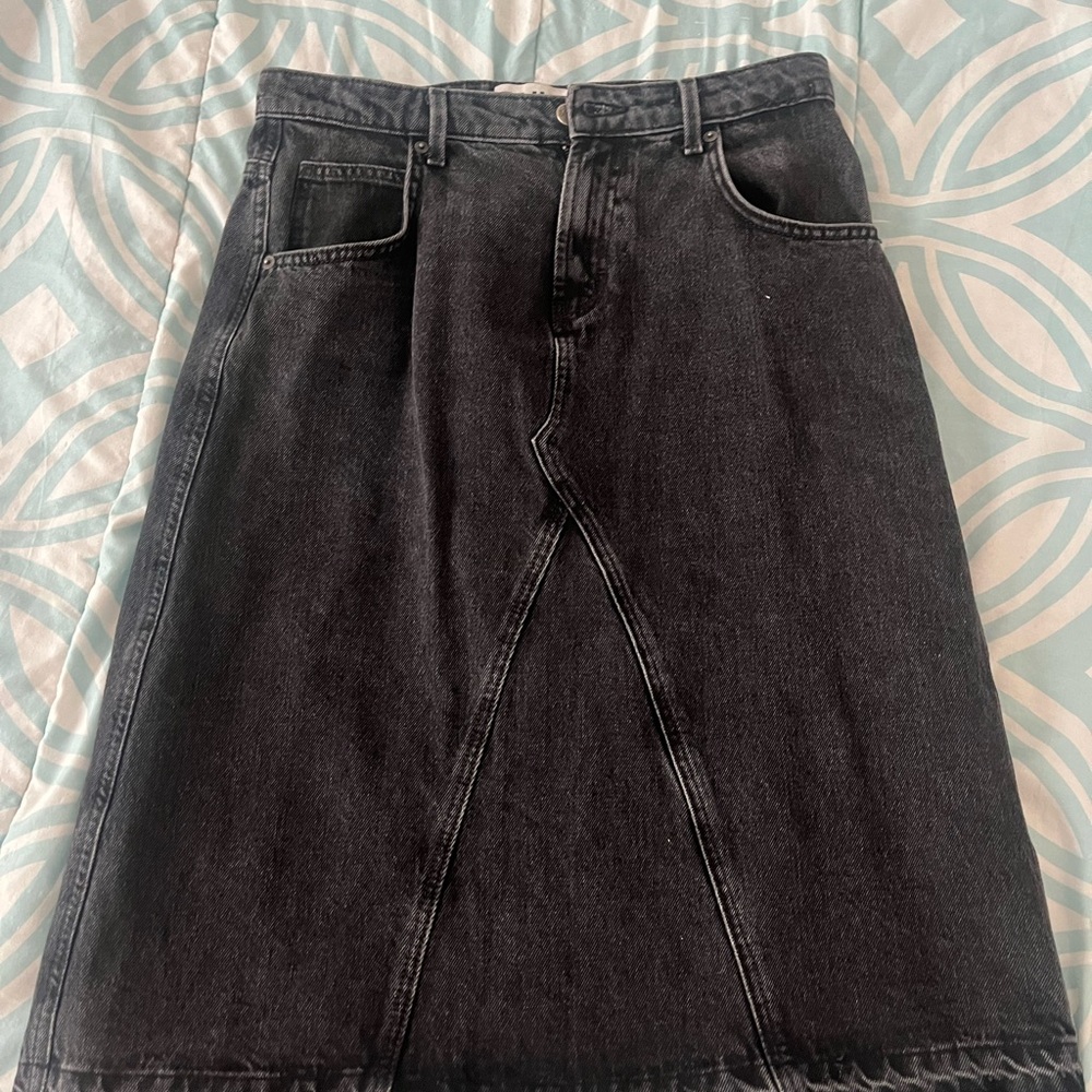 Simons Black Denim A-Line Skirt